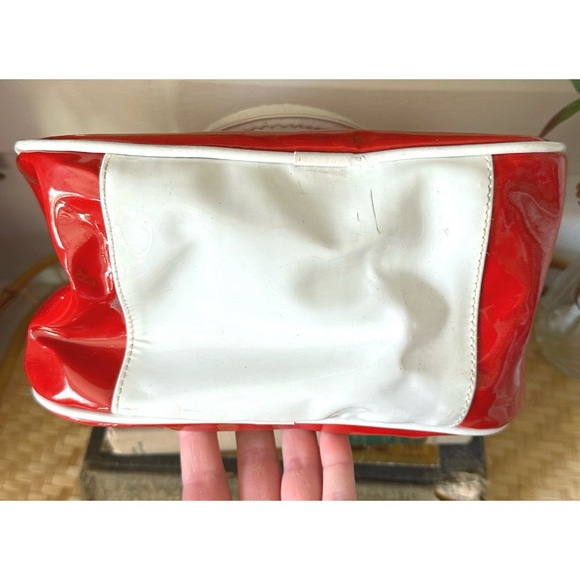 Von Dutch Vintage Y2K Red Patent Bowling Bag Purse White Trim - Picture 6 of 12